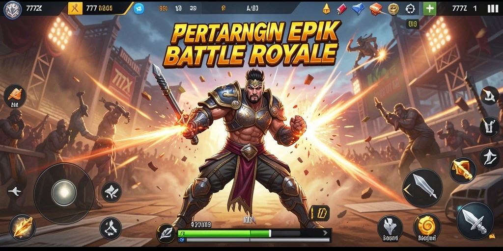 Screenshot gameplay 777ZX menampilkan momen aksi Battle Royale yang intens.