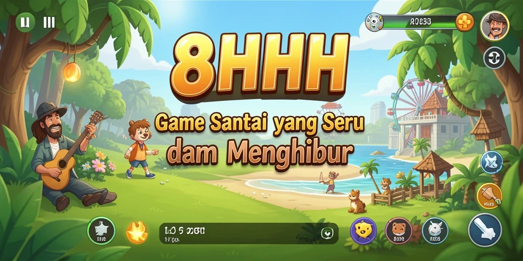 Tampilan screenshot utama 8HHH dengan gameplay yang menarik dan penuh warna.