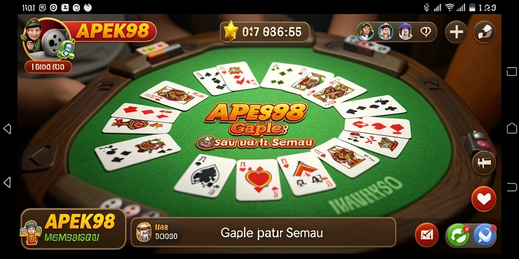 Tampilan gameplay Gaple yang seru di APEK88 dengan antarmuka menarik.