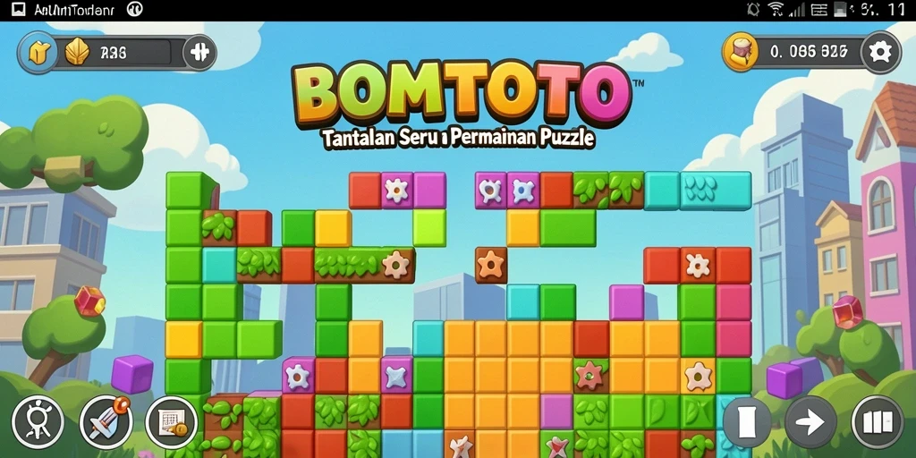 Screenshot gameplay BOMTOTO menampilkan tantangan puzzle yang seru.