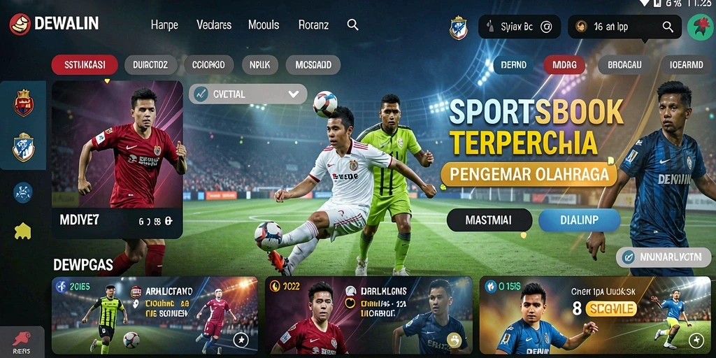 Screenshot gameplay DEWALIN menampilkan berbagai pilihan taruhan olahraga.