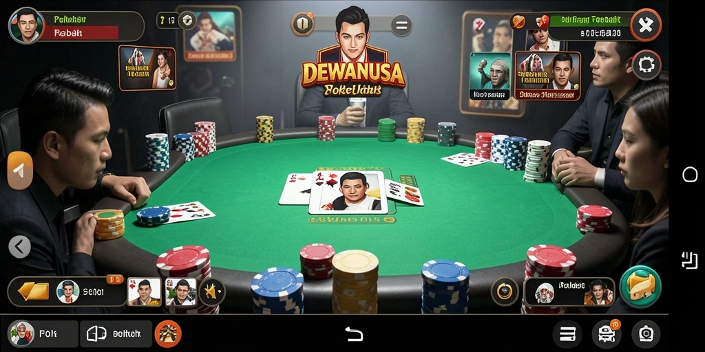 Gameplay DEWANUSA menampilkan suasana Poker yang mendebarkan dan menantang.
