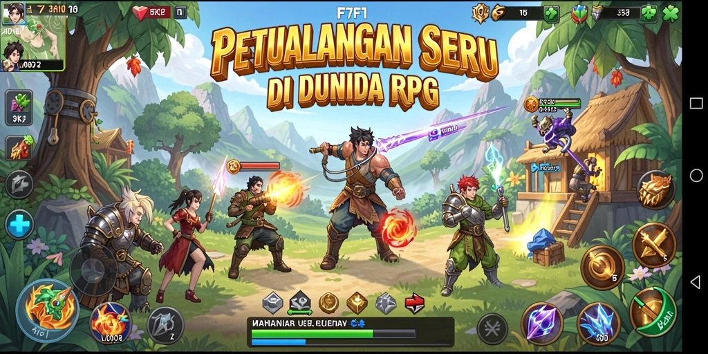 Tampilan gameplay seru dalam F7F7 yang penuh aksi RPG.