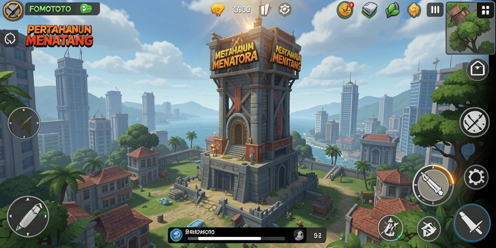 Gameplay seru FOMOTOTO Tower Defense yang menantang.