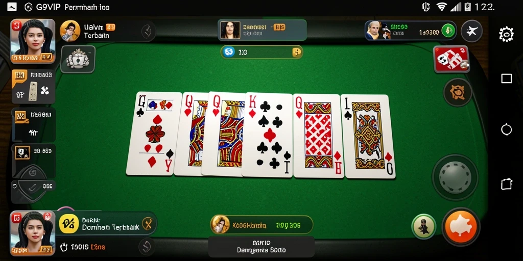 Screenshot G9VIP menampilkan aksi seru permainan Domino yang dinamis.