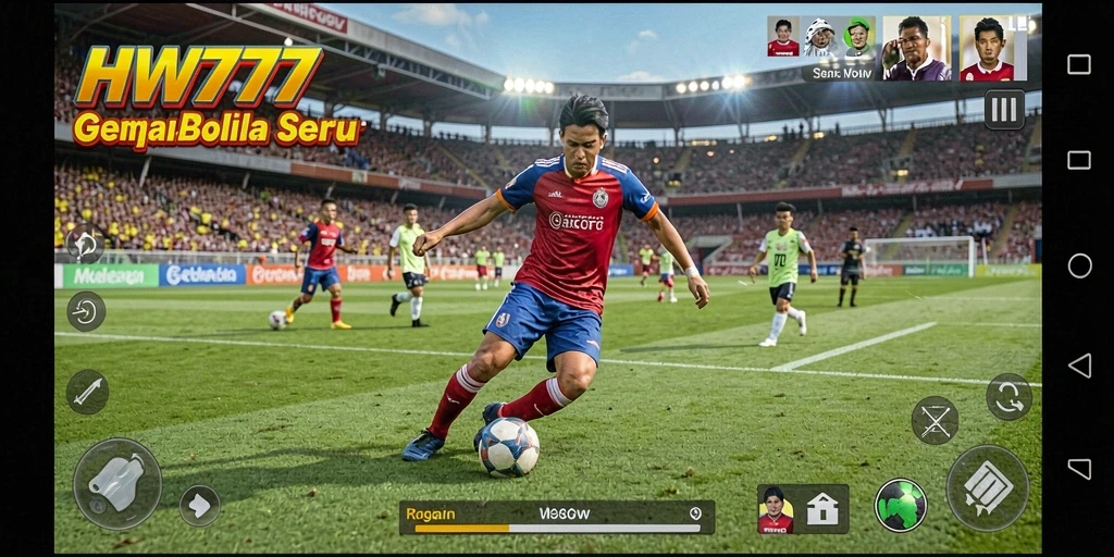 Screenshot gameplay <strong>HW777</strong> menampilkan aksi sepak bola yang seru.
