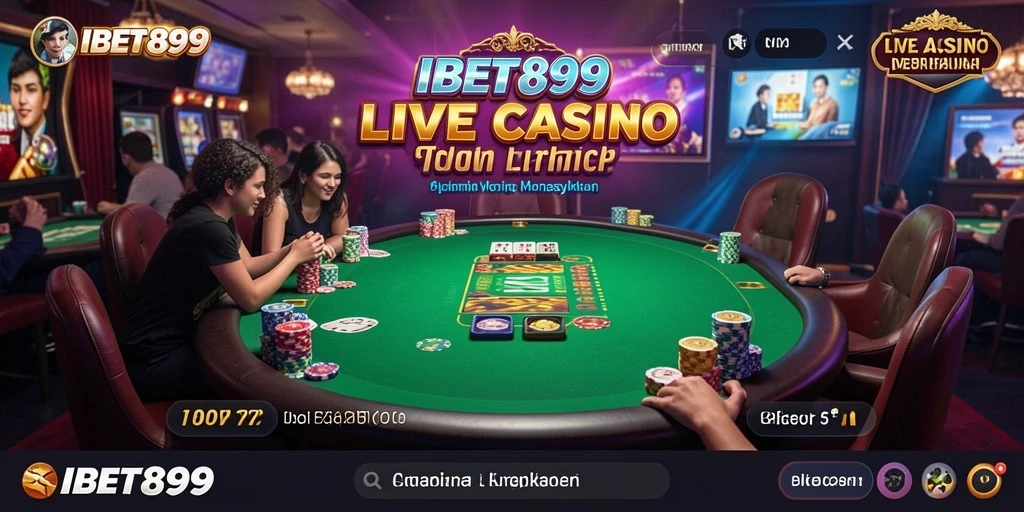 Tangkapan layar IBET899 menunjukkan dealer langsung dan permainan kasino yang menarik.
