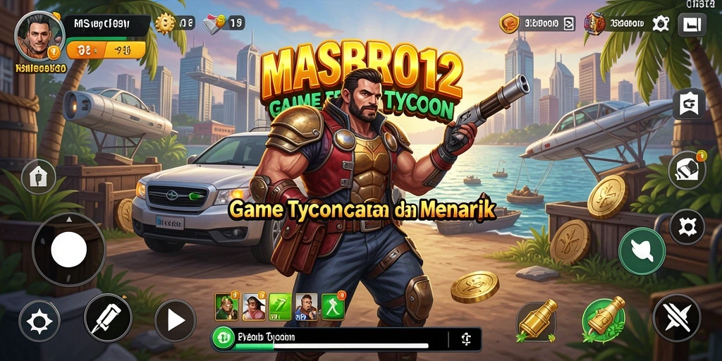 Tampilan gameplay MASBRO12 yang menarik dengan elemen manajemen Tycoon.