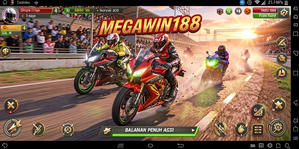 Tampilan aksi balapan motor yang mendebarkan dalam MEGAWIN188.
