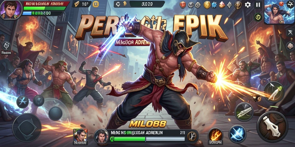 Tampilan gameplay <strong>MILO88</strong> yang penuh aksi dan karakter yang dinamis.