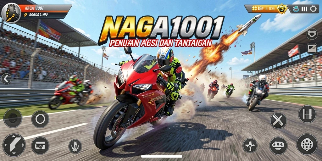 Tampilan gameplay NAGA1001 yang mendebarkan dengan balapan motor.