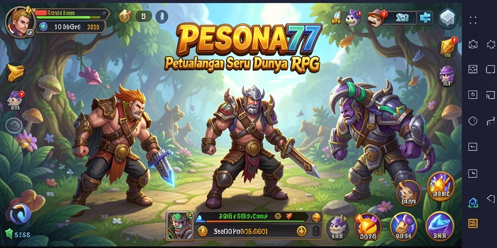 Tampilan gameplay PESONA77 yang menakjubkan dan dinamis dalam pertarungan RPG.