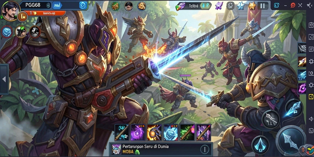 Screenshot PGG68 menampilkan aksi gameplay seru di arena MOBA.