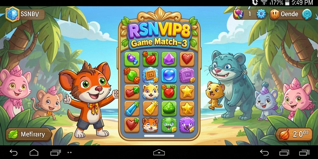 Gameplay seru dari game Match-3 RSNVIP8 penuh warna.