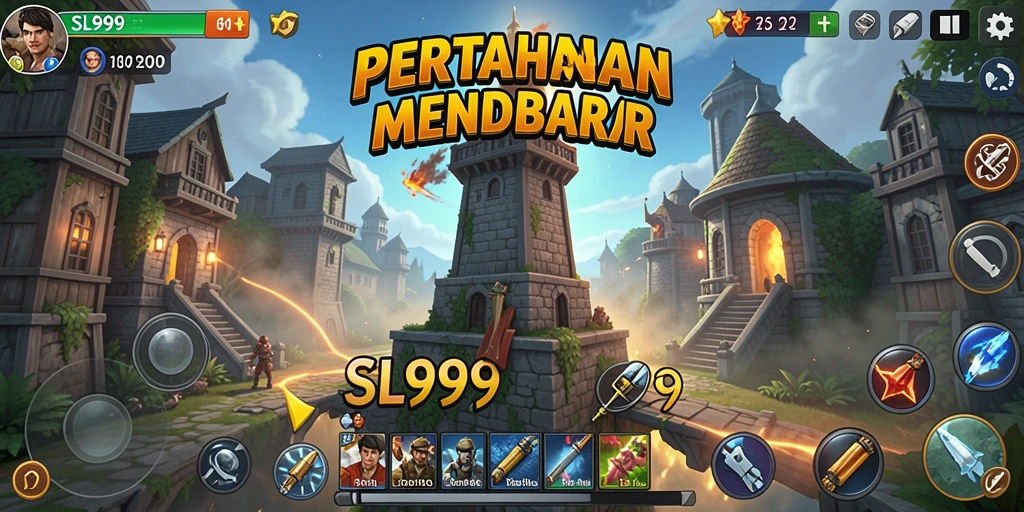 Tampilan gameplay SL999 yang seru dalam pertahanan menara.