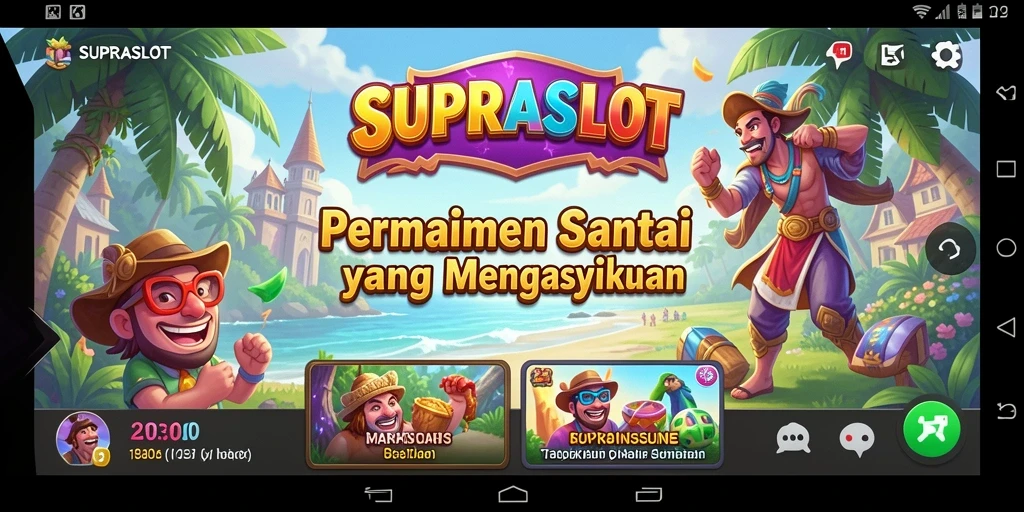Tampilan gameplay menarik dari SUPRASLOT dengan slot berwarna-warni.