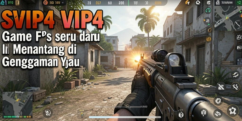 Screenshot gameplay SVIP4 menampilkan pertarungan mendebarkan dalam suasana FPS.