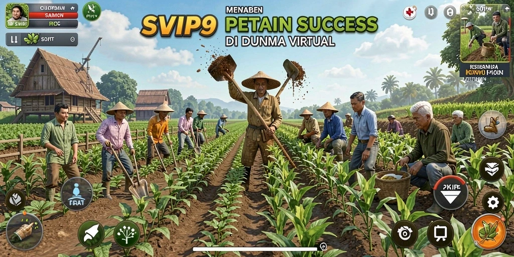 Tangkapan layar gameplay SVIP9 yang menampilkan aktivitas pertanian yang seru.